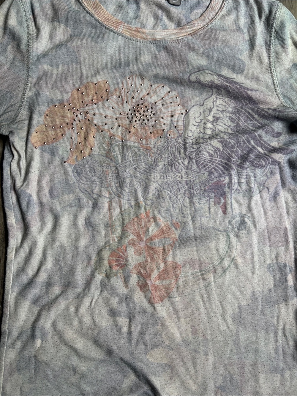 One World | Vintage Y2K Pastel Floral Long-Sleeve Top in Pink & Lavender - Picture 3 of 11